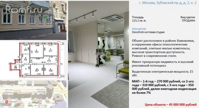 Продажа помещения свободного назначения 123 м², Зубовский проезд - фото 2