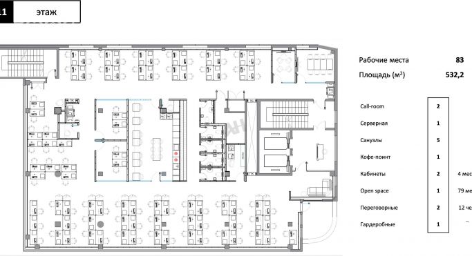 Аренда офиса 1246 м², Газетный переулок - фото 2