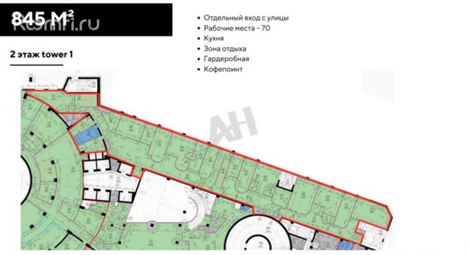 Аренда офиса 1375 м², Тестовская улица - фото 2