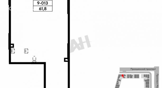 Продажа помещения свободного назначения 62 м², Прокшинский проспект - фото 1